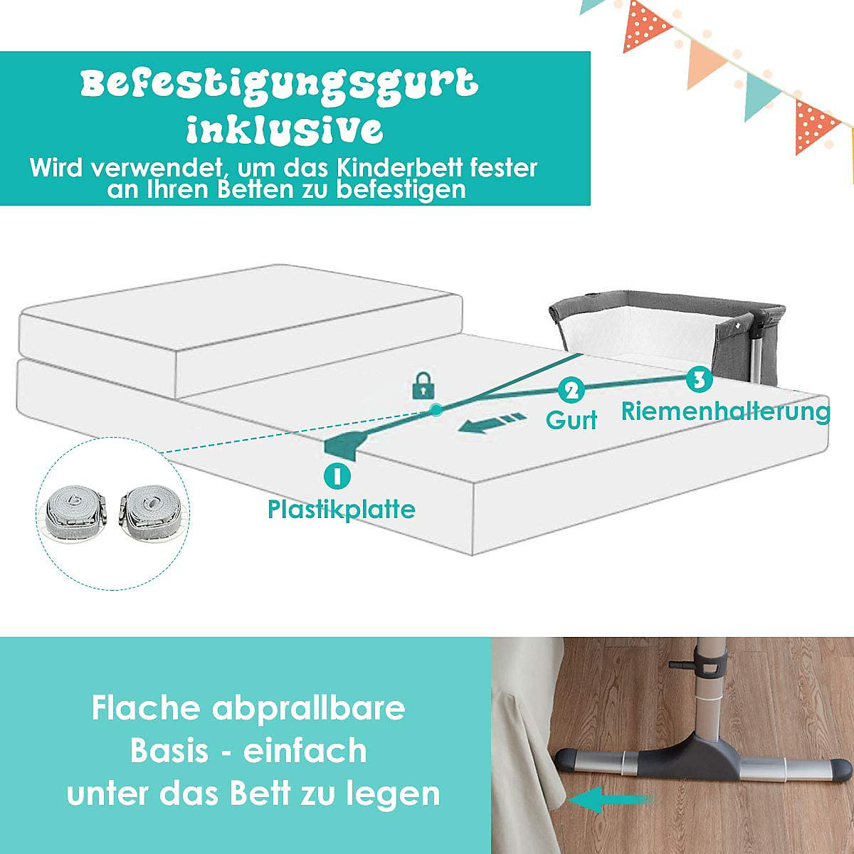 Beistellbett breit-, neigungs- & höhenverstellbar