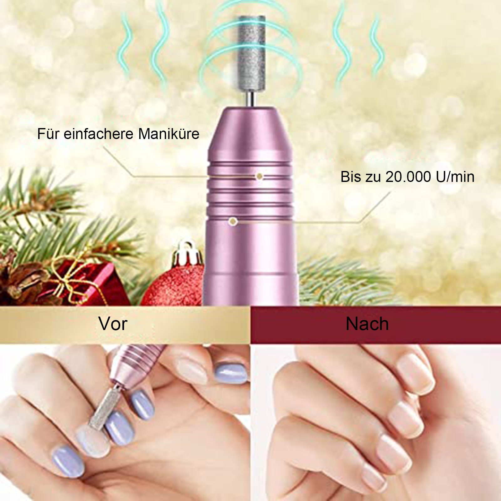 iceagle Maniküre-Pediküre-Set Nagelfräser, 11 In 1 Professionell Elektrische Nagelfräser, 11 Bohrer, Stufenlose Geschwindigkeitsregelung