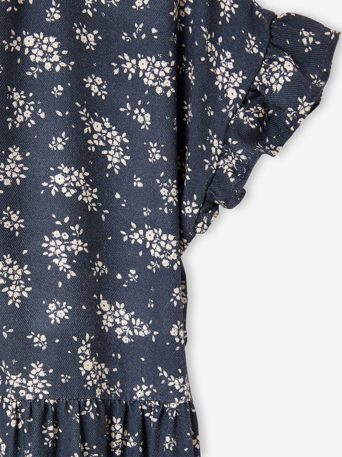 Robe boutonnée à fleurs fille beige imprimé