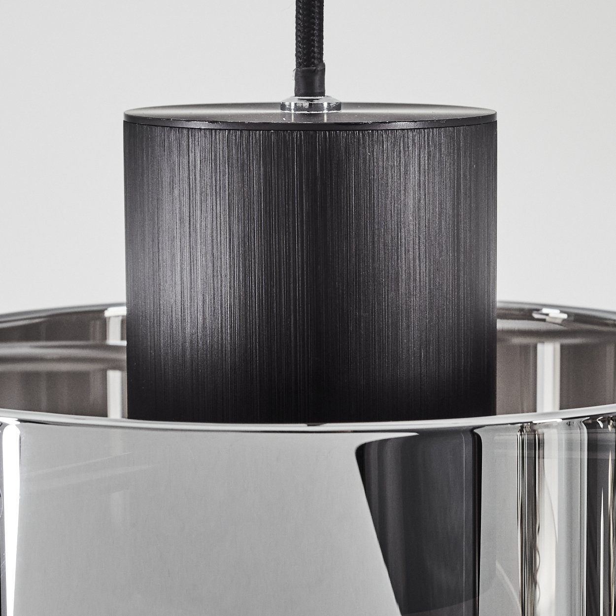 hofstein Pendelleuchte Riccione Hängeleuchte aus Metall/Rauchglas in Schwarz/Rauchfarben, ohne Leuchtmittel, Pendellampe mit Schirmen Echtlas/Rauchglas (19, 5cm), E27