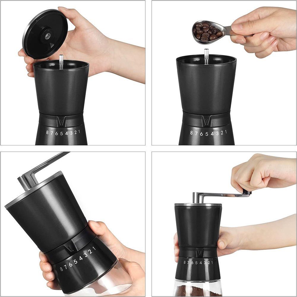 Zimtky Kaffeemühle Manuelle Kaffeemühle Handkaffeemühle 8 Stufen einstellbare Grobheit