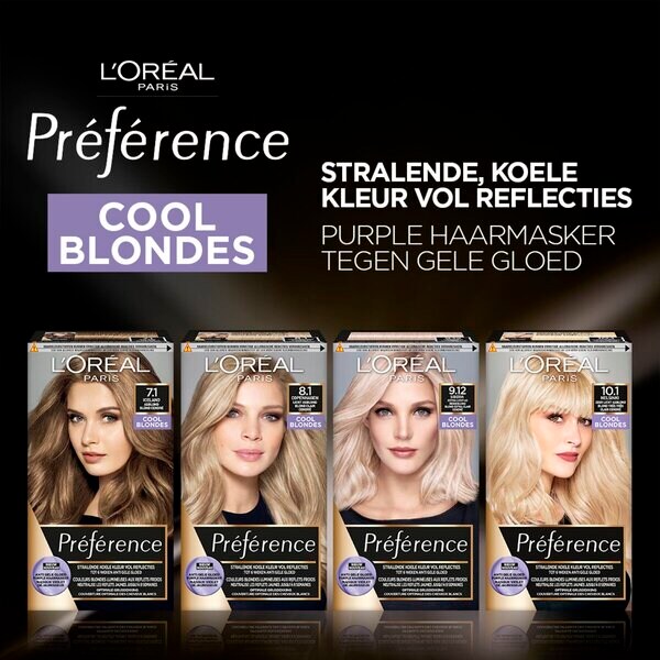 L'Oréal Paris Preference Cool Blondes 9.12 Nagyon világos, mint a bézsblond tartós hajfesték