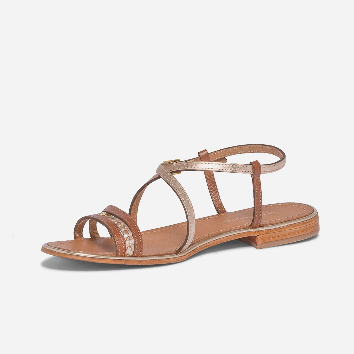 Sandale LES TROPEZIENNES par M.Belarbi camel et or en cuir