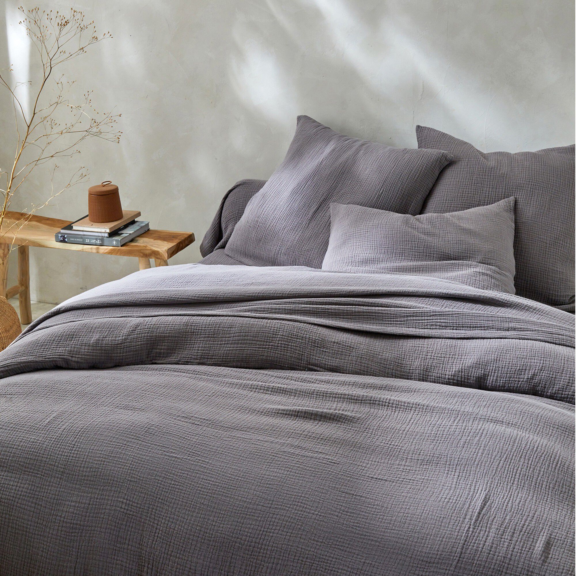 Linge de lit uni en triple gaze de coton
