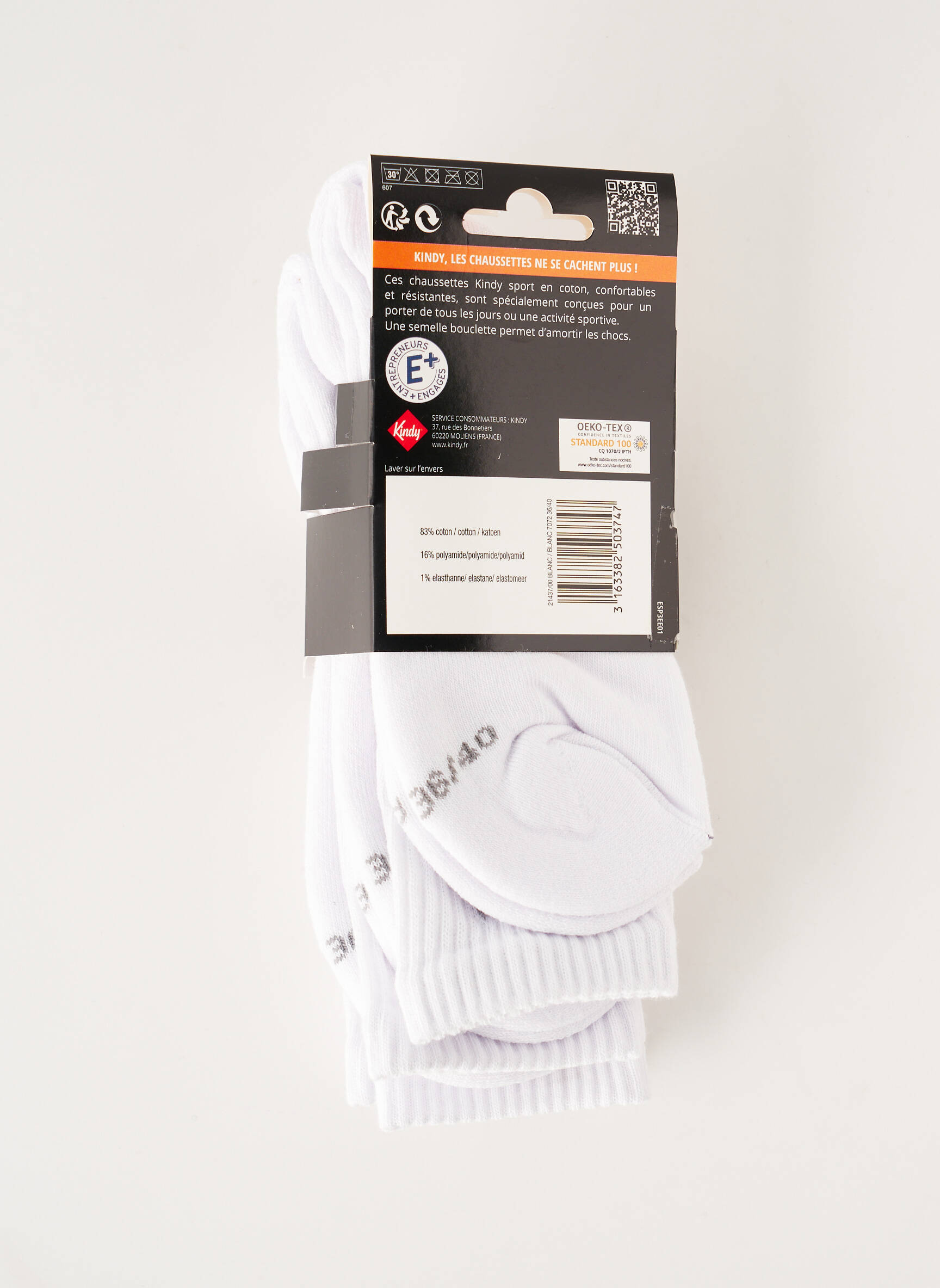 Kindy Chaussette Unisexe couleur blanc