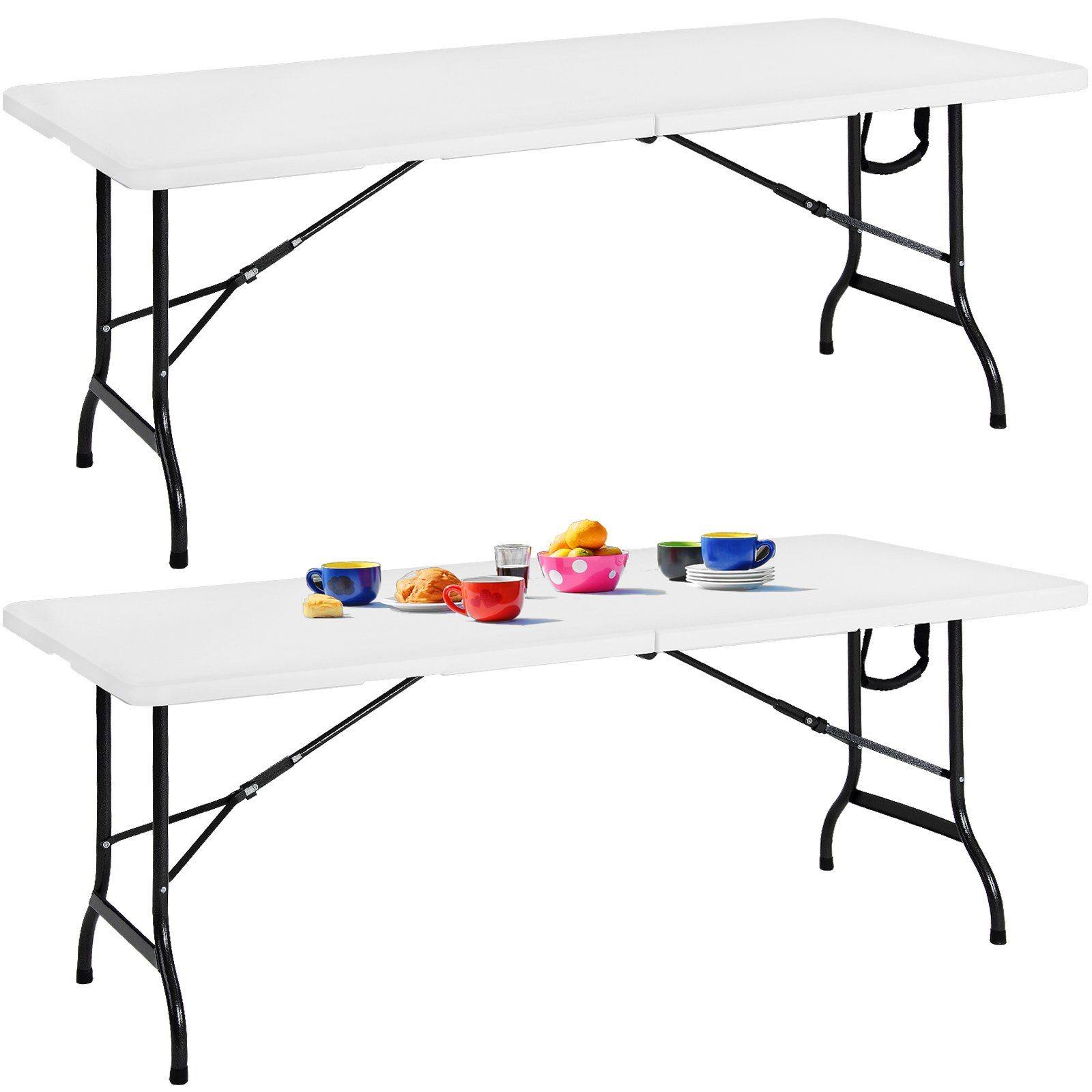 Casaria Klapptisch (2-St), 2x 183x76cm Klappbar Wetterfest Tragbar Garten Camping Balkon Tisch