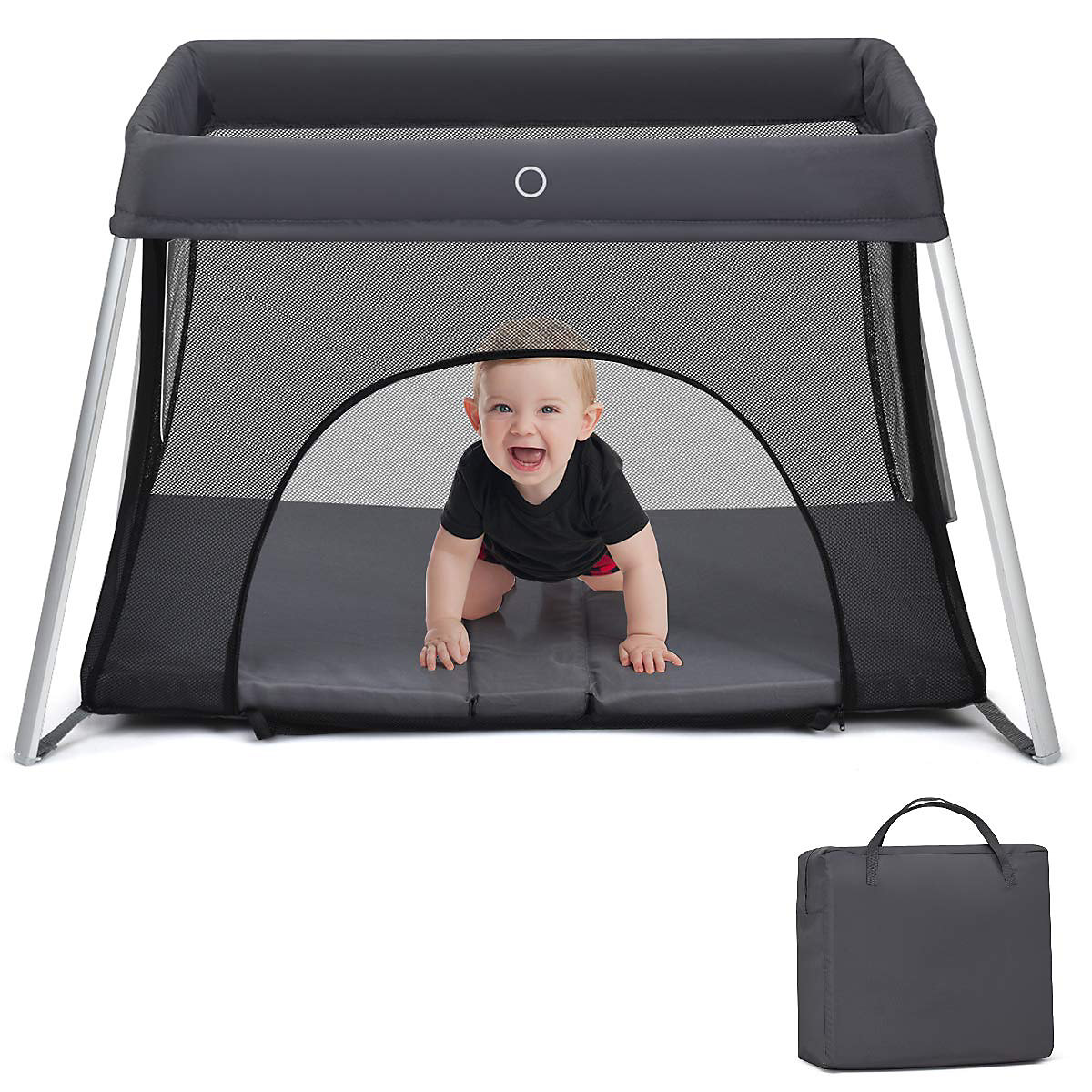 Reisebett Ein-Konpf-klappbar mit Matratze Babybett