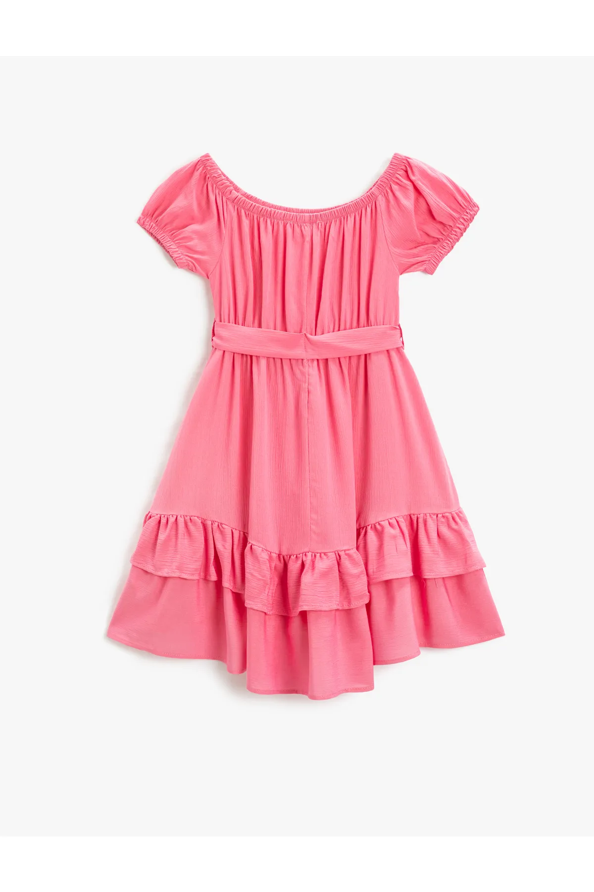 Koton  Kleid Midi-Gürtel Detaillierte Kurzarm-Rüschen-Volant-U-Ausschnitt