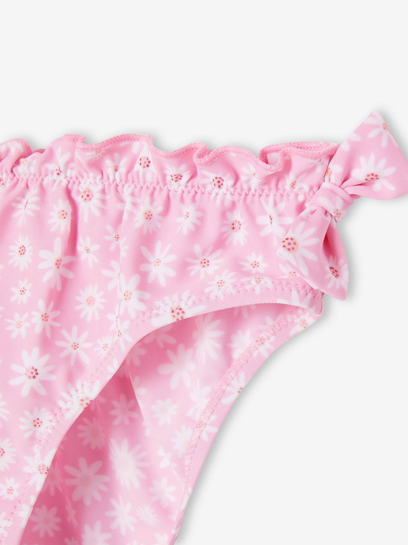 Maillot de bain 2 pièces marguerites fille rose