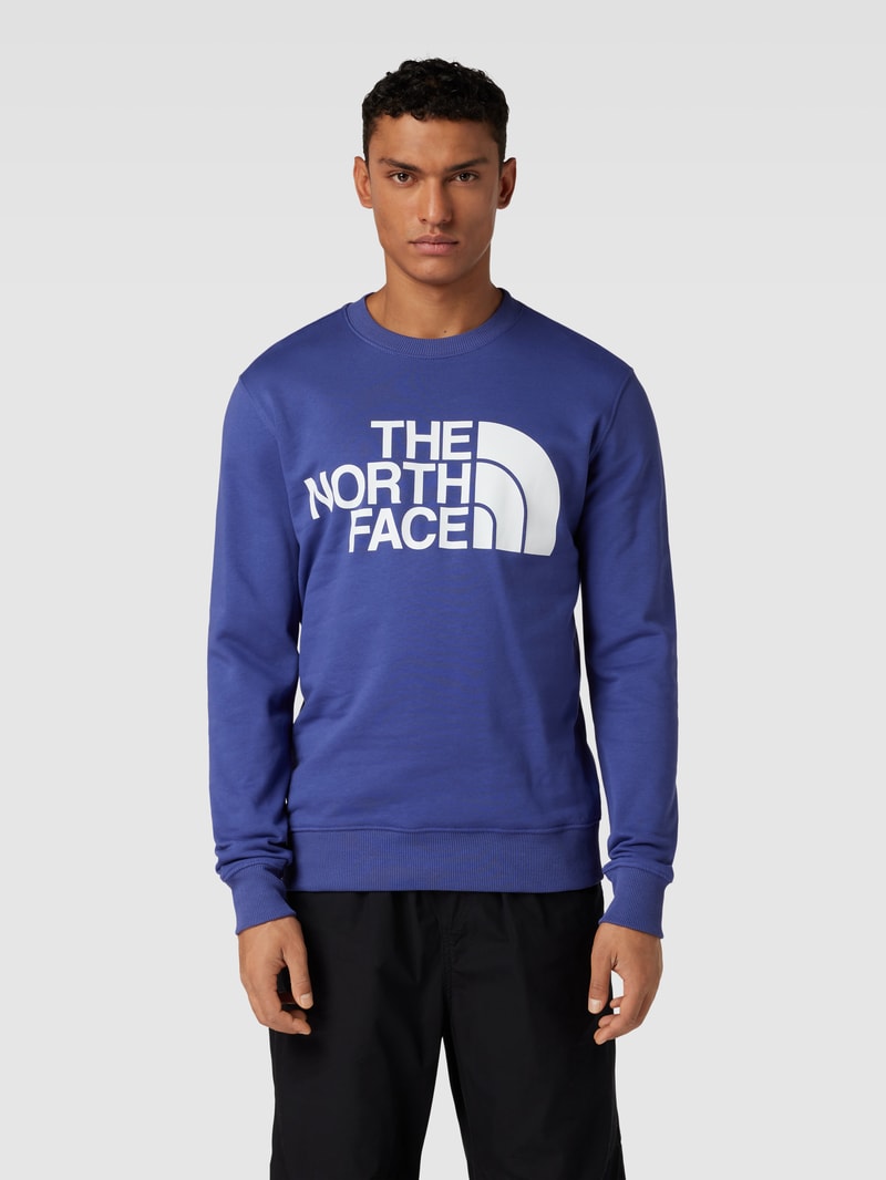 Sweatshirt mit Label-Print und Rundhalsausschnitt in blau