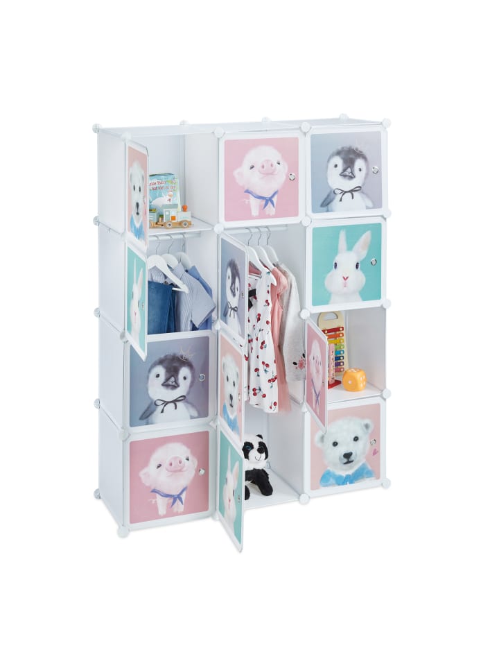 relaxdays Kinder Steckregal in Weiß/ Bunt - (B)109x (H)145 x (T)37 cm günstig kaufen onesize