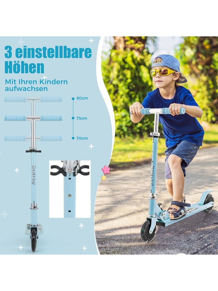 COSTWAY Scooter mit LED-Räder ab 3 Jahren in Hellblau günstig kaufen onesize