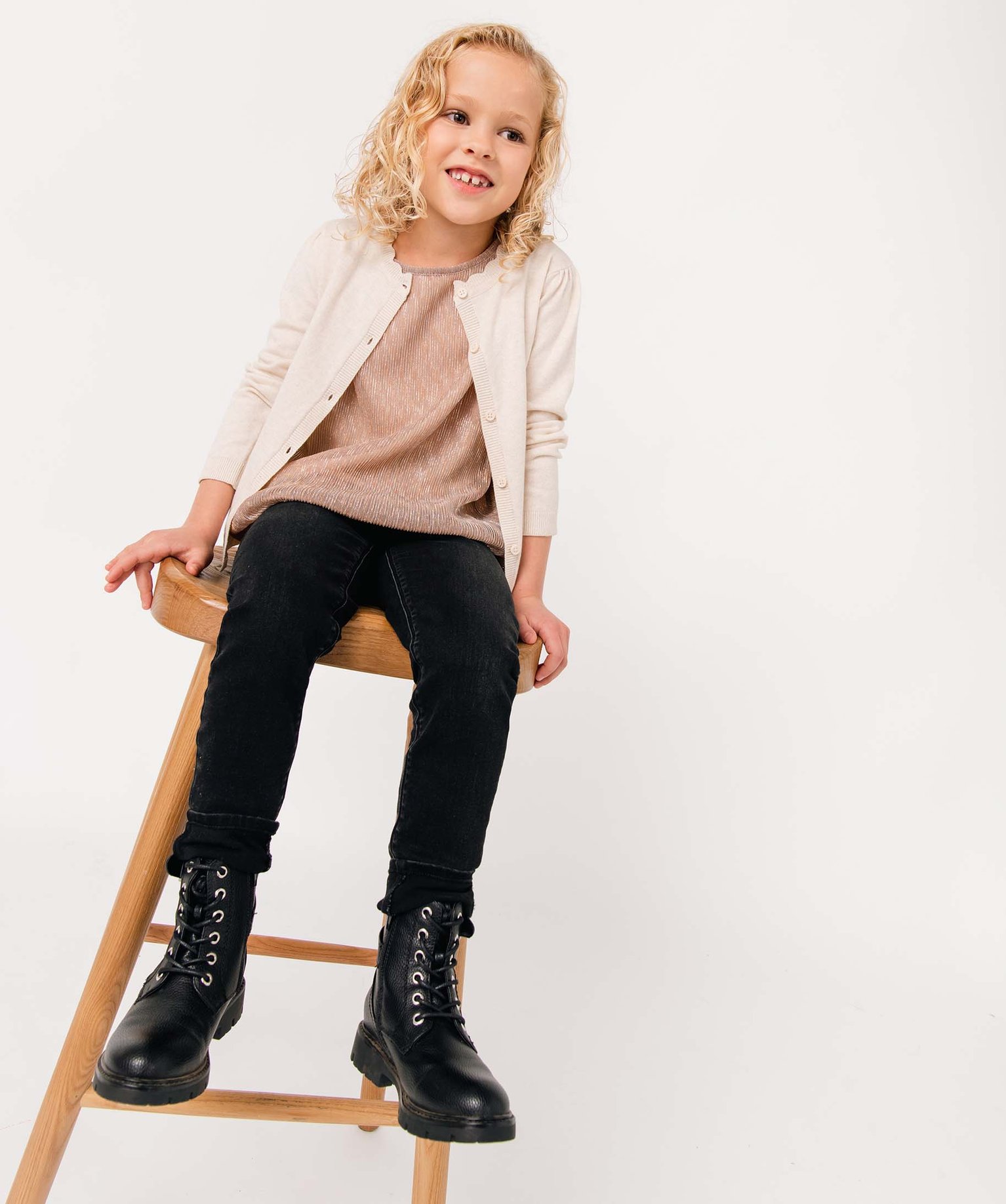 Jean fille coupe Slim taille+large en matière extensible noir | GEMO