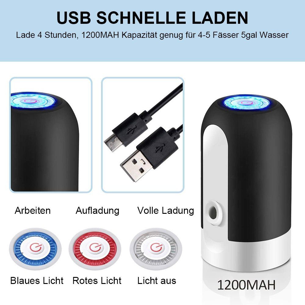 TUABUR Wasserpumpe Tragbare wiederaufladbare USB-Wasserspenderpumpe für den Haushalt