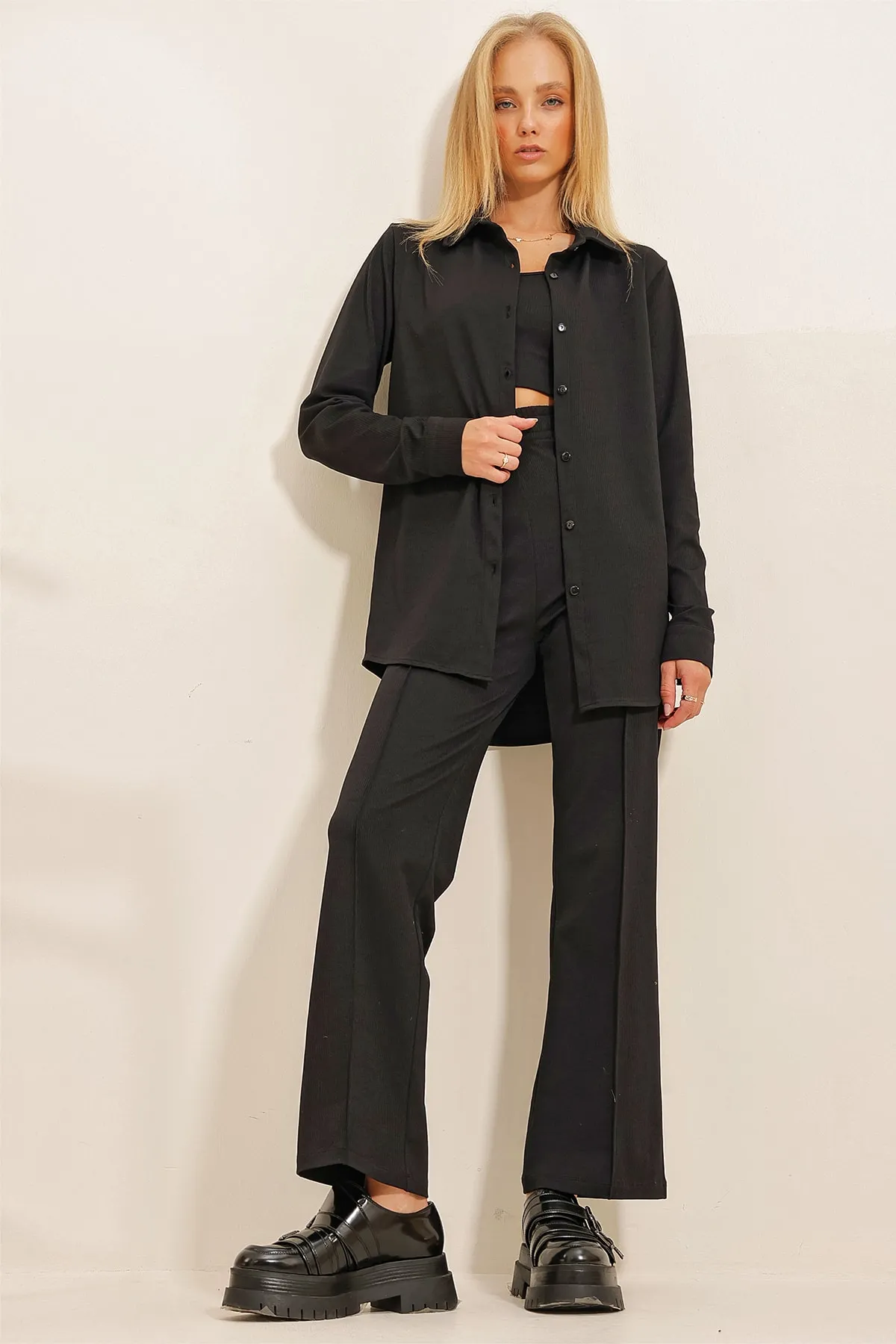 Trend Alaçatı Stili  Zweiteiler - Schwarz - Regular Fit