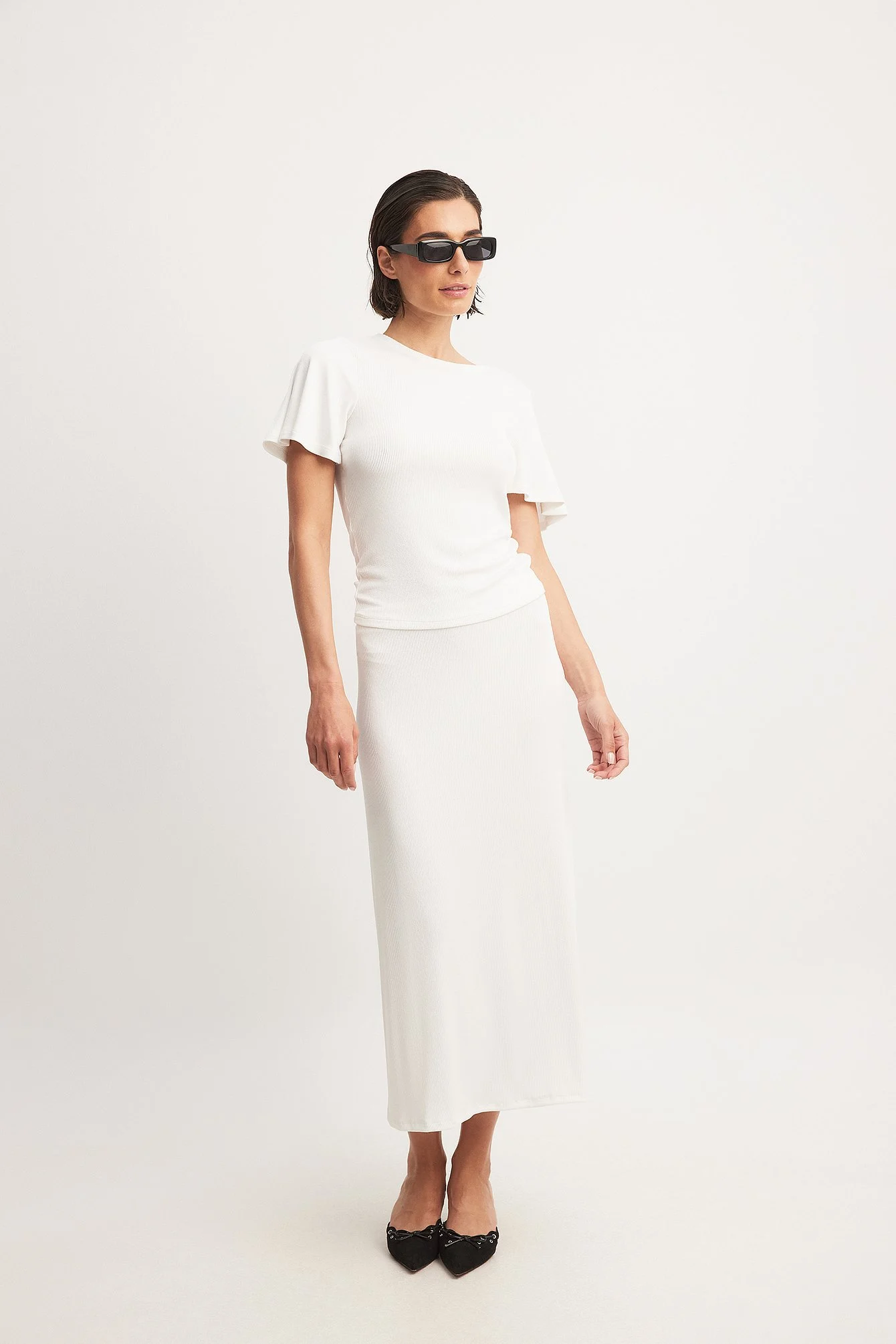 Soft Rib Butterfly Sleeve Top