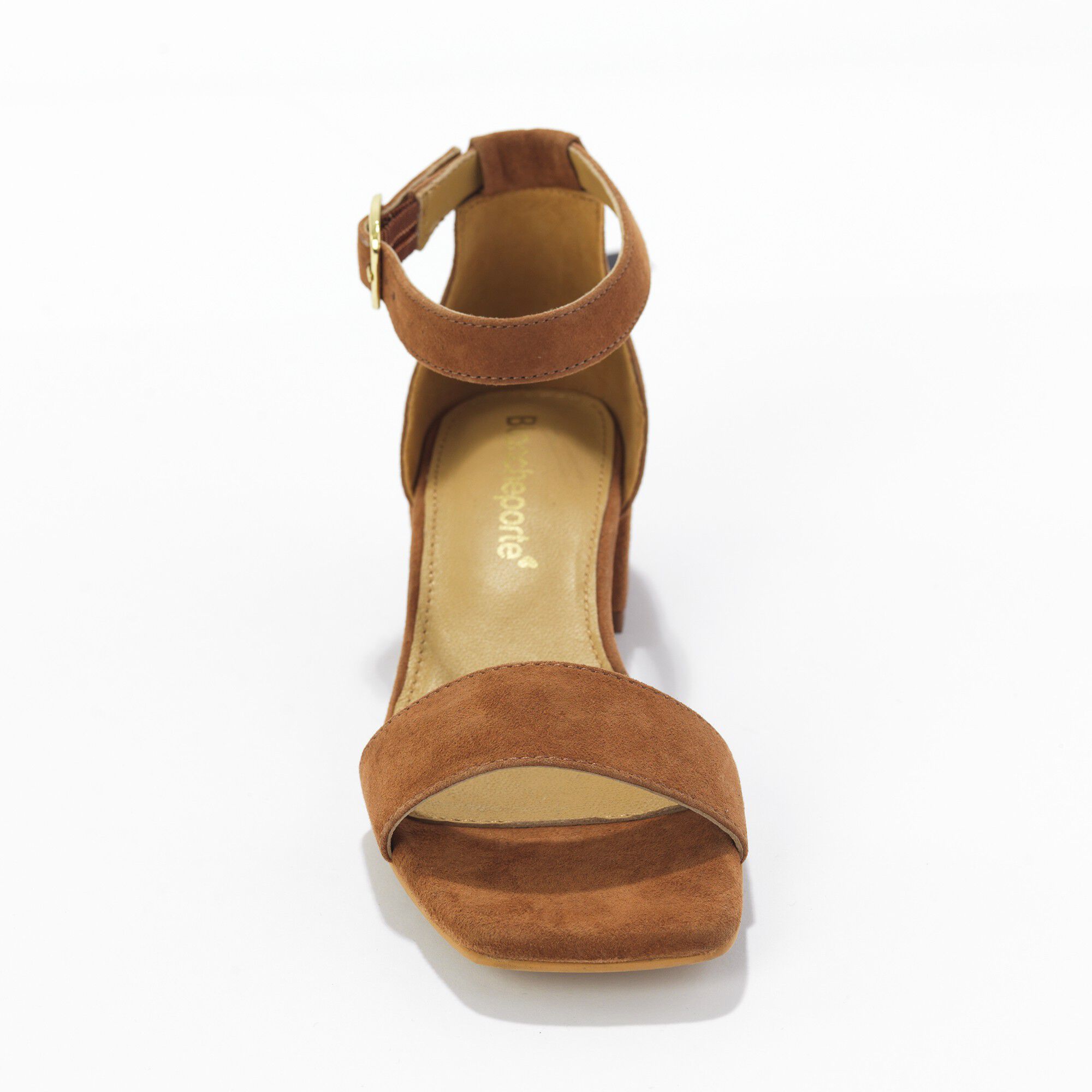 Sandales en croûte de cuir à bride et à talon