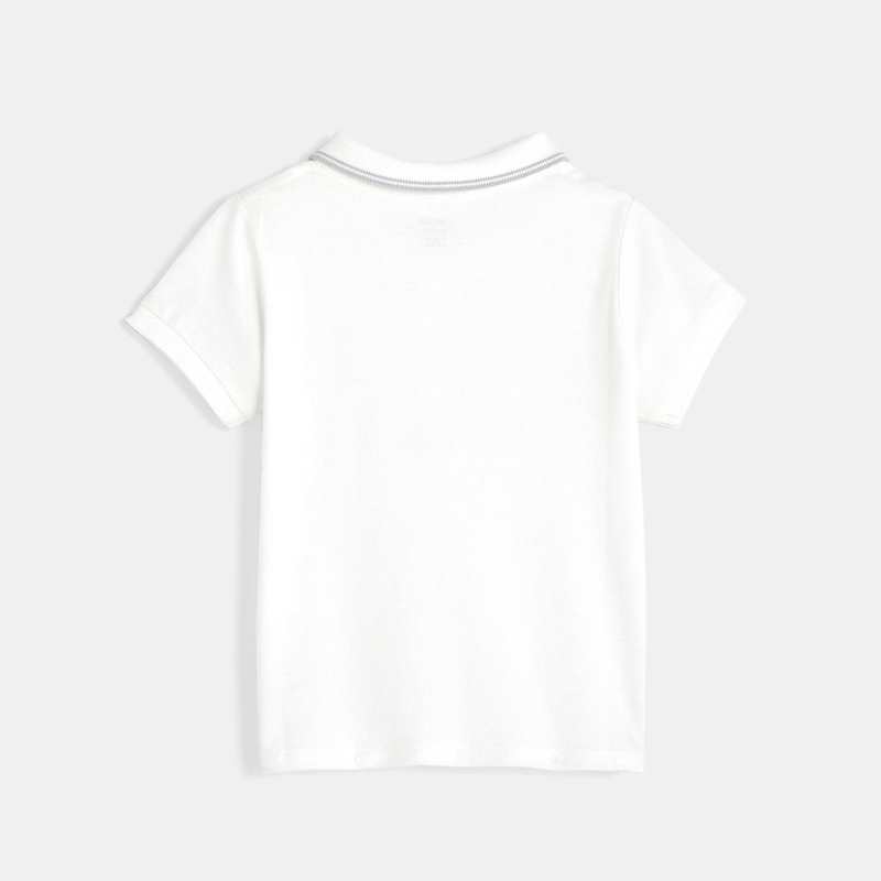Polo maille piquée uni blanc bébé garçon