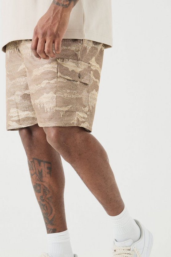 Plus gemusterte Shorts mit elastischem Bund