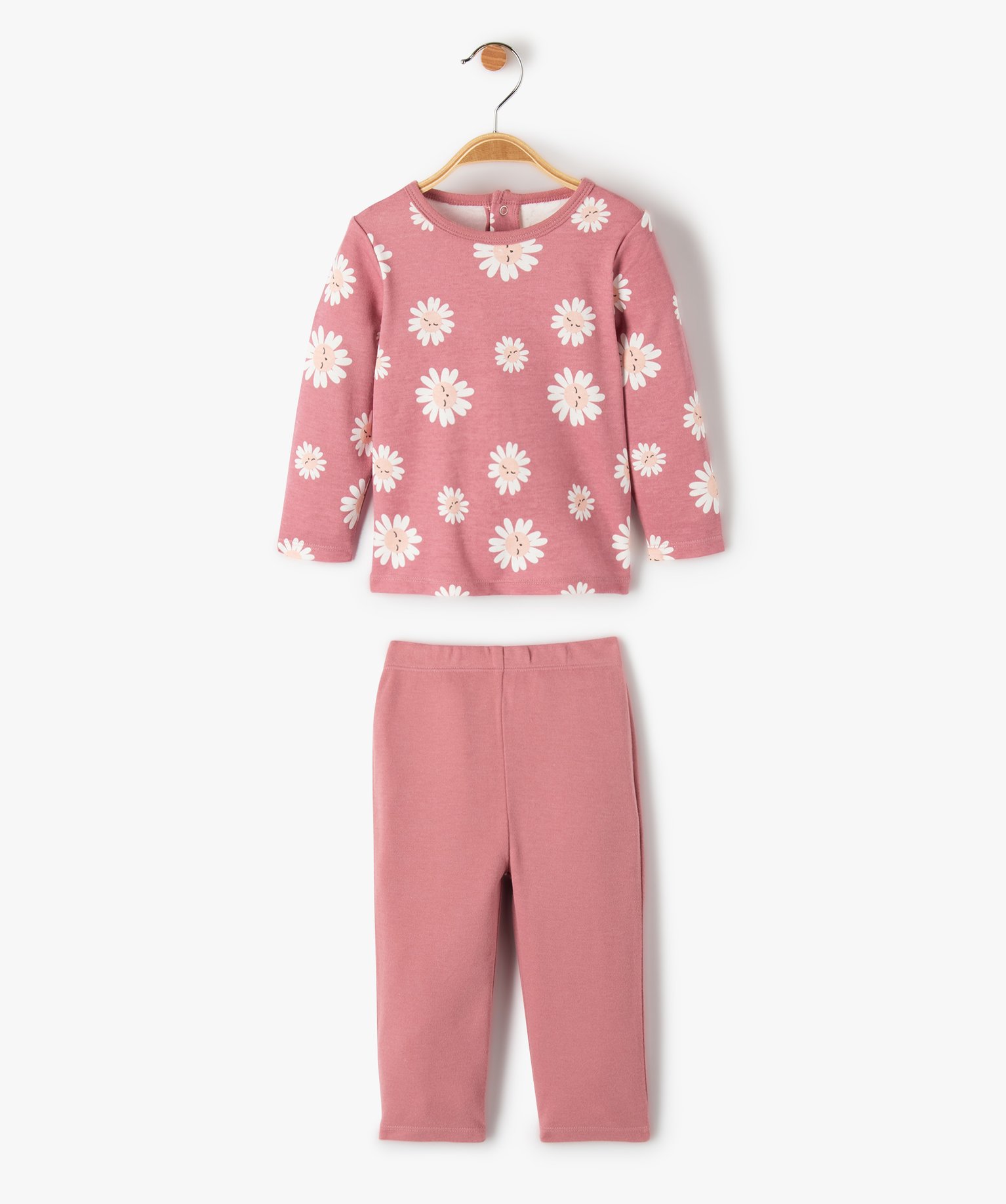 Pyjama bébé en jersey à motif fleuri effet mix&match rose | GEMO