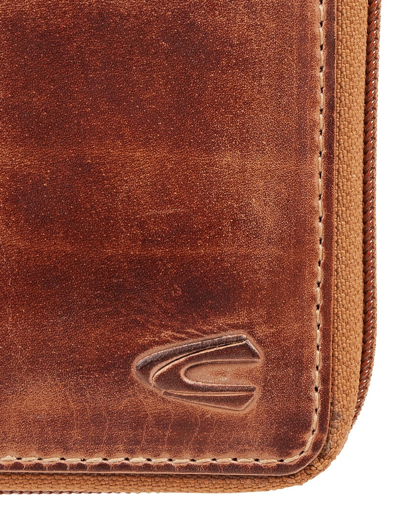 Portemonnaie aus Leder im Retro-Look in mittelbraun
