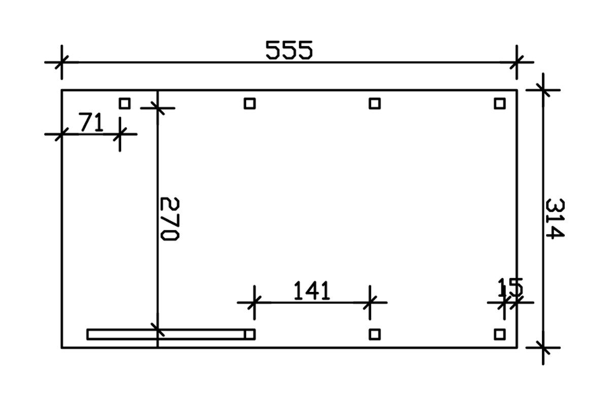 Skanholz Einzelcarport Friesland Set 5, BxT: 314x555 cm, 221 cm Einfahrtshöhe