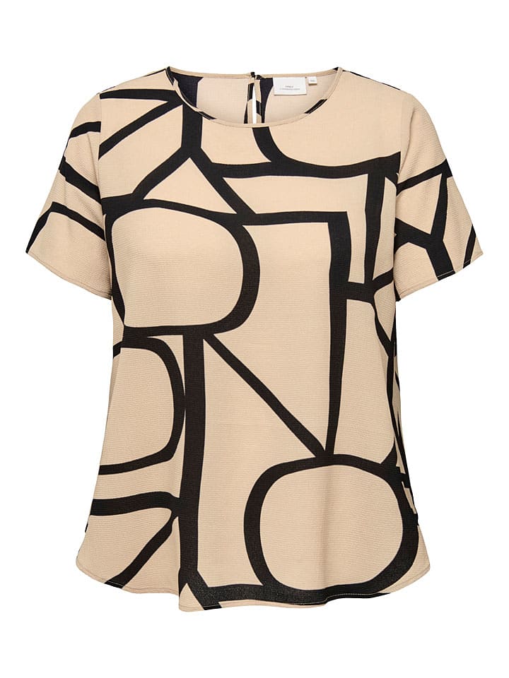 ONLY Carmakoma Bluse in Beige/ Schwarz günstig kaufen