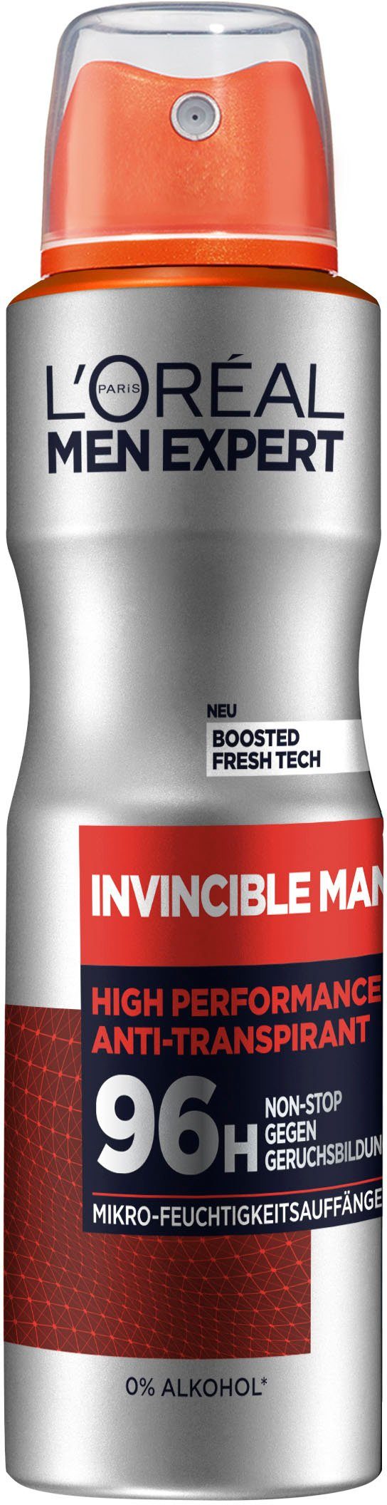 L'ORÉAL PARIS MEN EXPERT Deo-Spray Deo Spray Invincible Man 96h, Packung, 6-tlg.