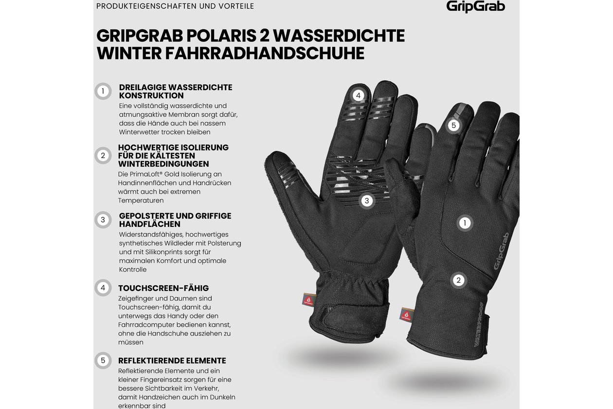 GRIPGRAB Polaris 2 Waterproof Winter Langfinger Handschuhe - 2023