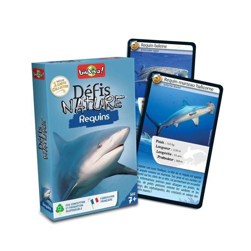 Jeu de cartes Défis Nature Requins Bioviva