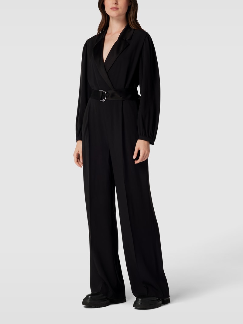 Jumpsuit mit Stoffgürtel Modell 'Duxea' in schwarz