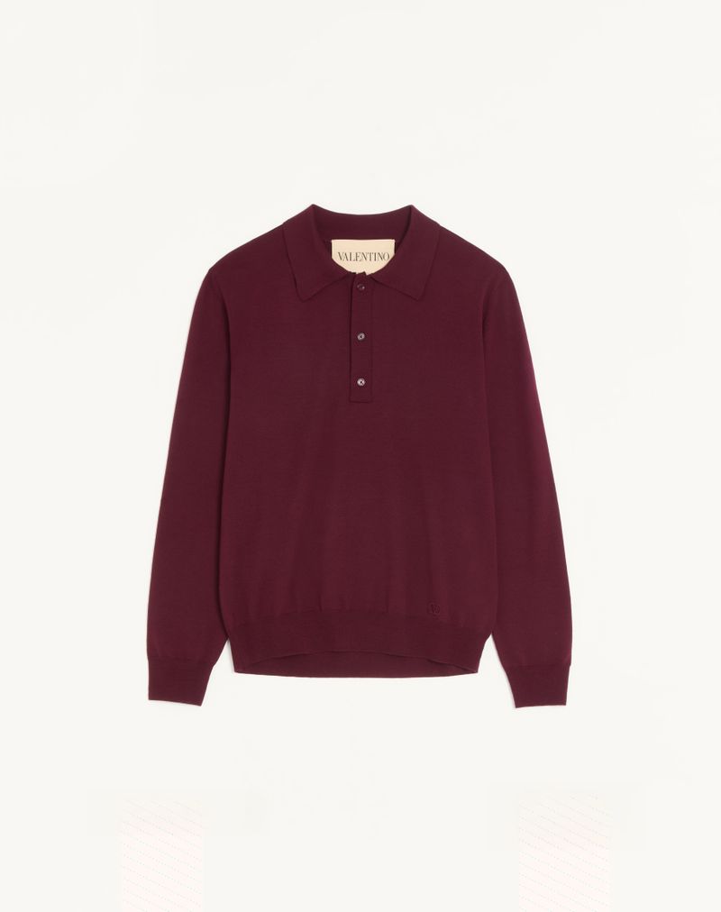 Valentino poloshirt van wol met V-logo borduurwerk