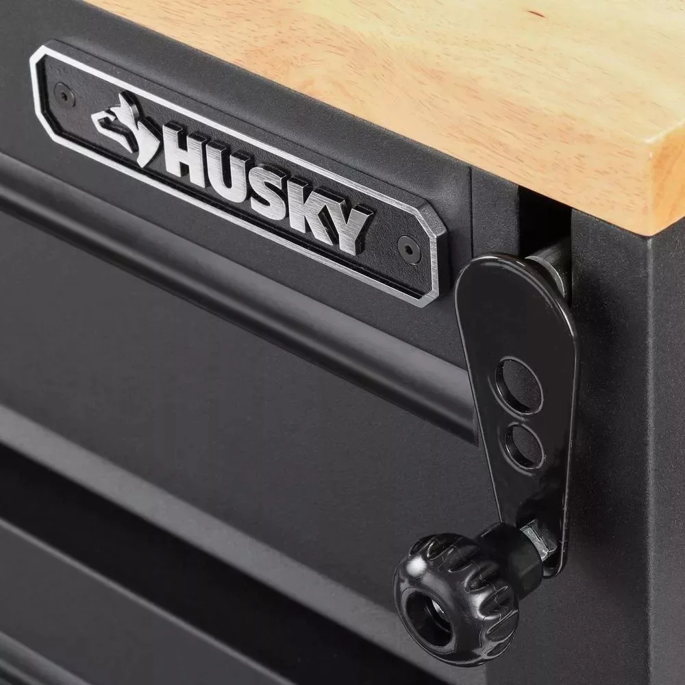 Heavy duty 72 in. W 18 Drawer Deep Tool Box Mobile Workbench in Matte Black with Adjustable Height Hardwood Top