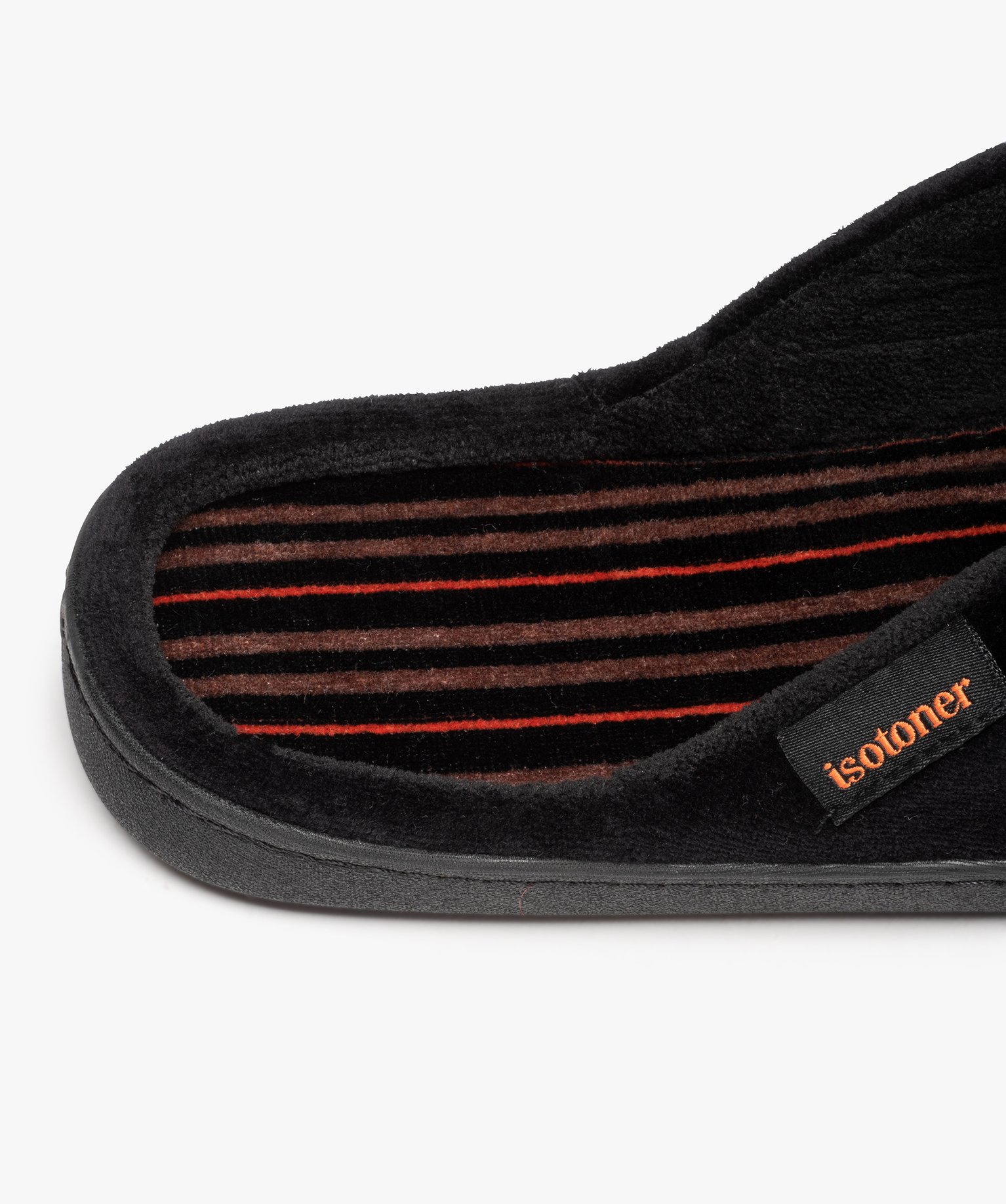 Chaussons homme mules en velours unies - Isotoner noir | GEMO