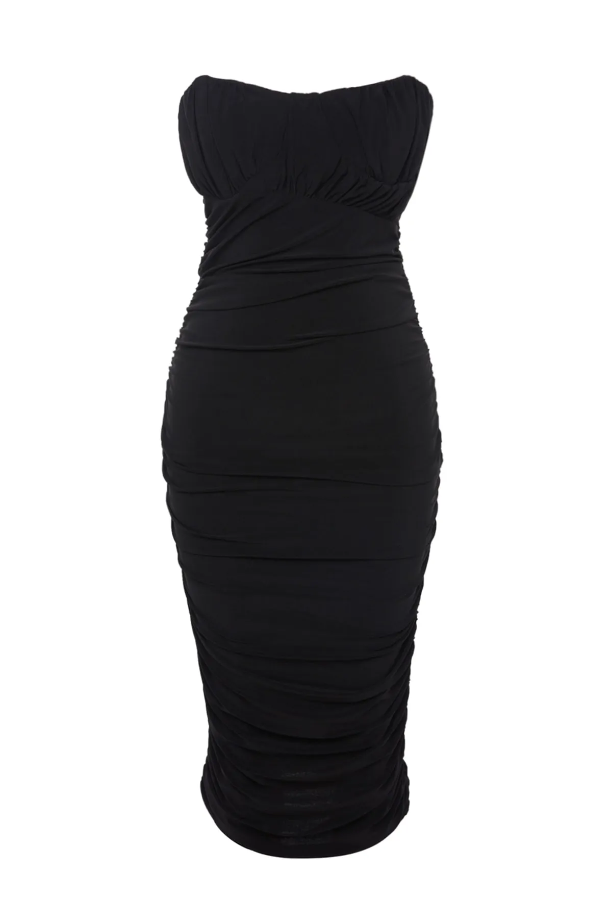 Trendyol Collection  Schwarzes, figurbetontes, gefüttertes, elegantes Abendkleid aus Tüll TPRSS23EL00273