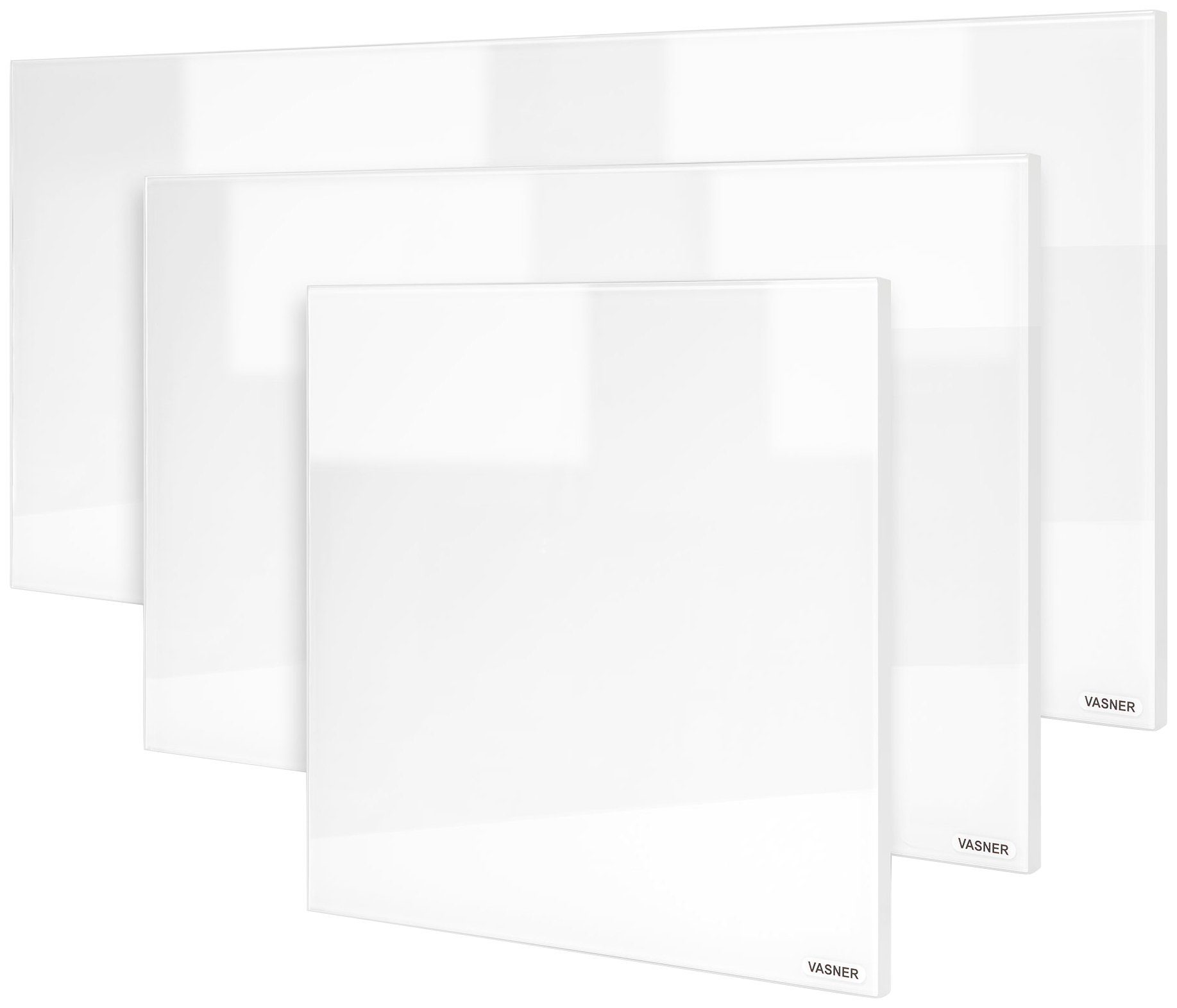 Vasner Infrarotheizung Glas mit Rahmen weiß, 450 W, Citara G, Infrarot Glasheizung, IP44 Bad geeignet