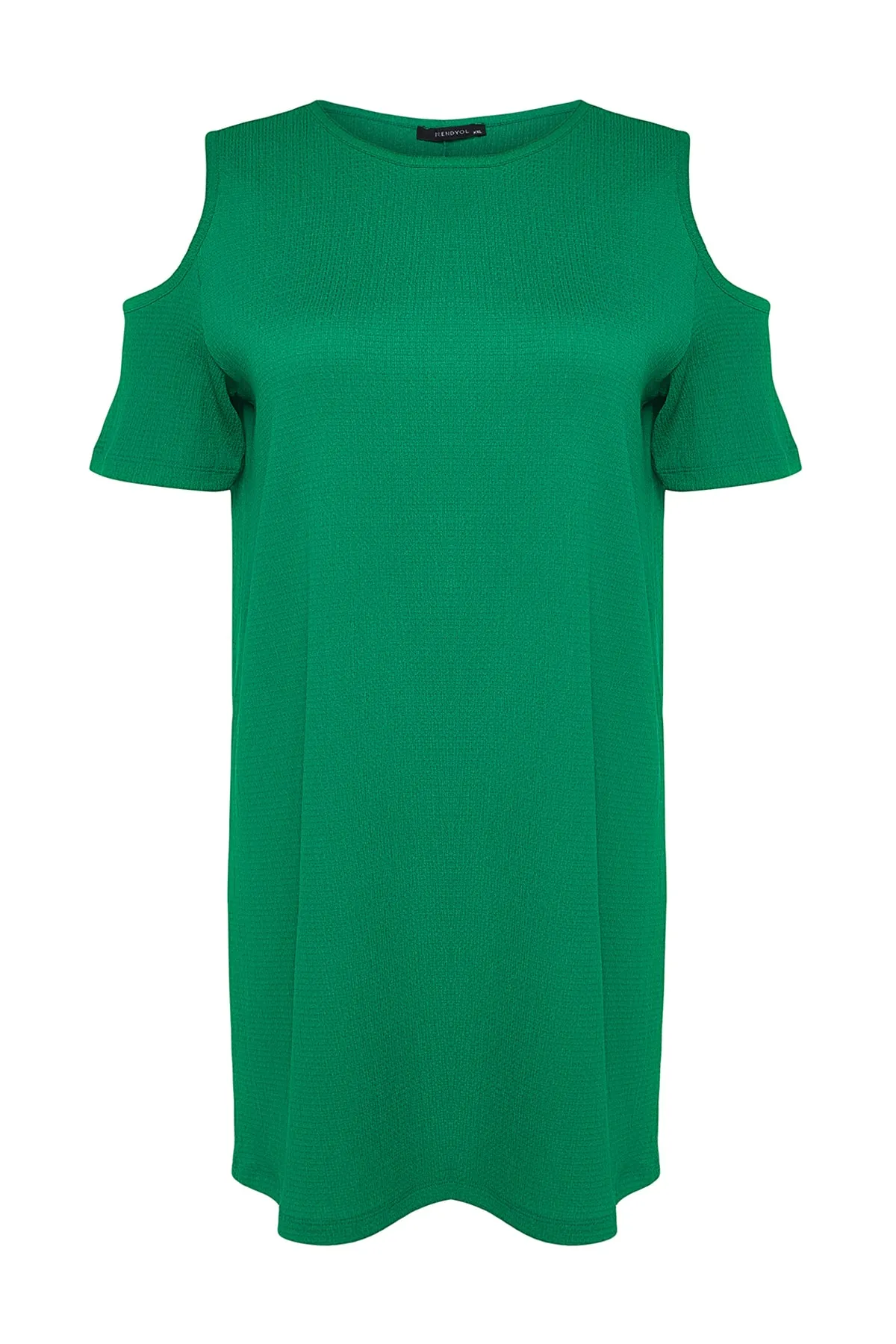 Trendyol Curve  Grünes, detailliertes Strickkleid mit A-Linien-Ausschnitt TBBSS22EL2986