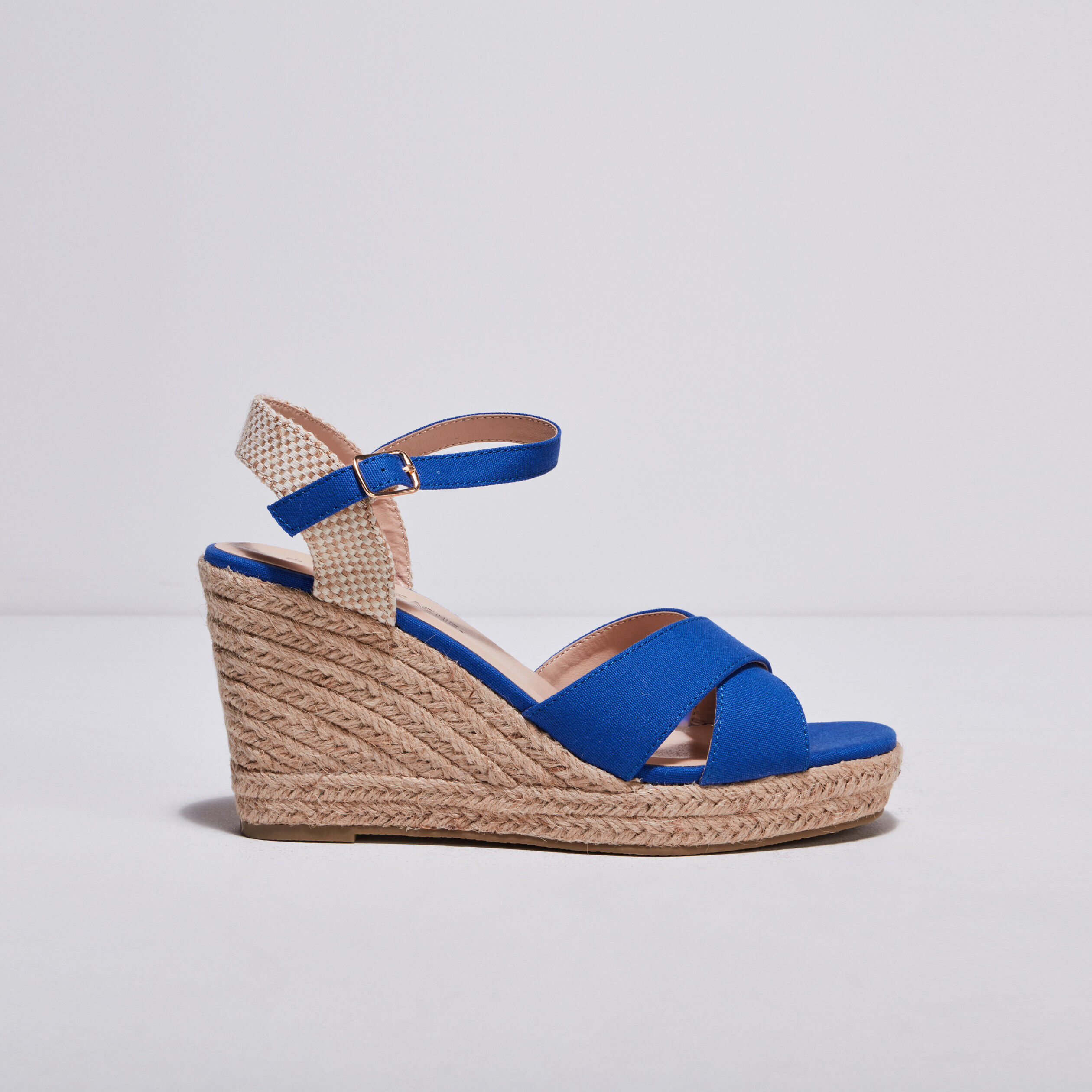 Sandales compensées bleu roi femme | Cache Cache