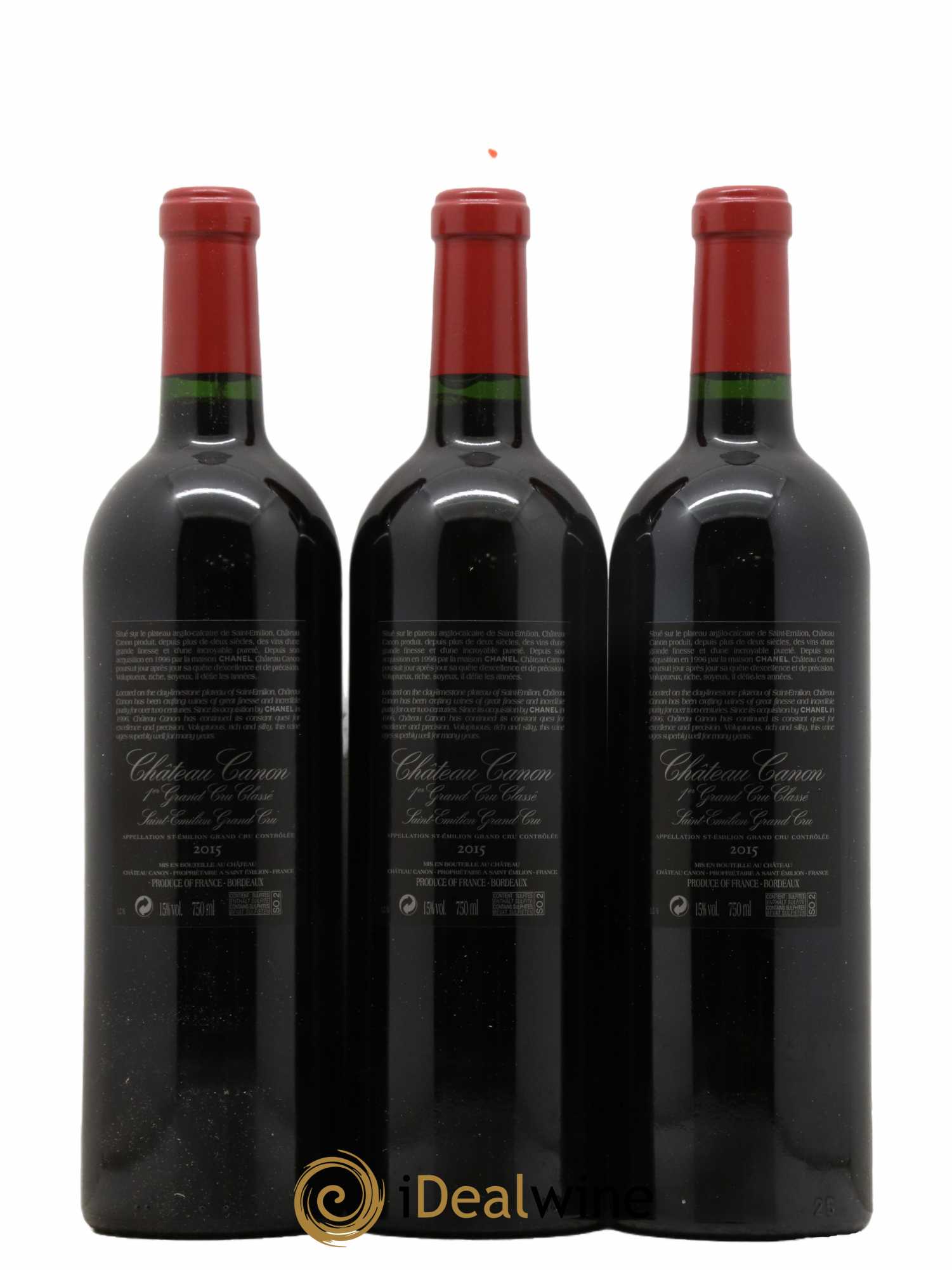 Château Canon 1er Grand Cru Classé B  2015 - Lot de 3 Bouteilles