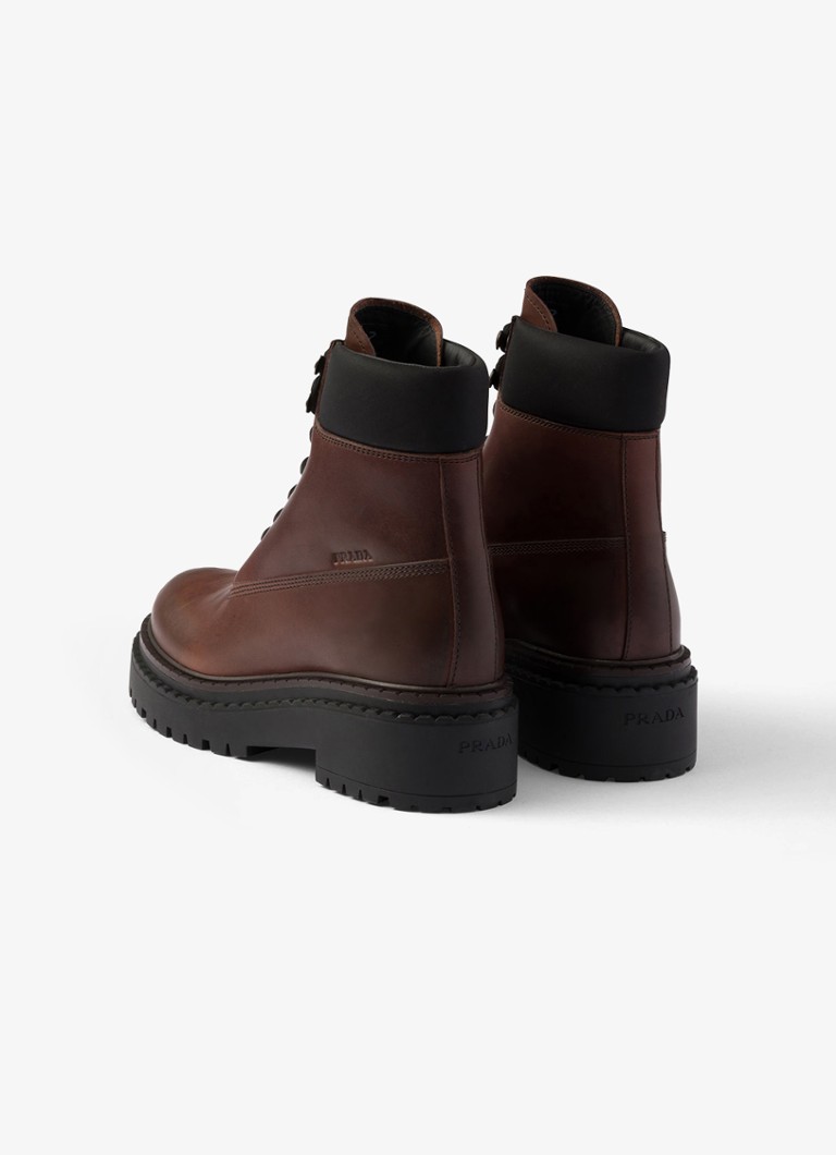 Prada  Re-Nylon veterboot van leer