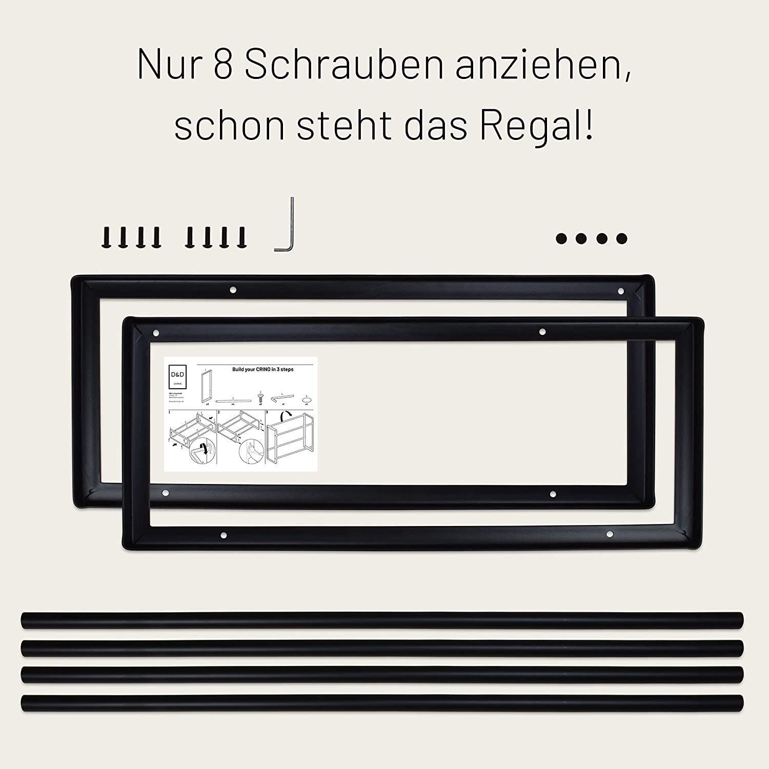 D&D Living Flaschenregal Getränkekistenregal, freistehend & stabil, Metall, 104 x 32 x 82 cm