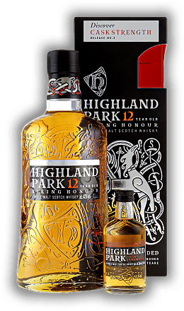 Highland Park 12 Years + Mini 0,05 Liter Cask Strength 64,1% in GP Highland Park 12 Years + Mini 0,05 Liter Cask Strength 64,1% in GP Ein mittelschwerer und außergewöhnlich geschmeidiger Single Malt Whisky. Alter 12 J. - 0,75	 Liter - Vol 40%