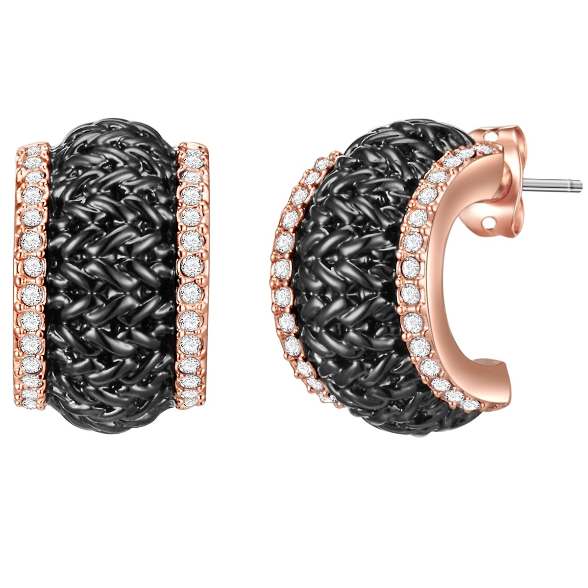 Ohrstecker Metall-Legierung verziert mit Kristallen von Swarovski® in Roségold/Schwarz