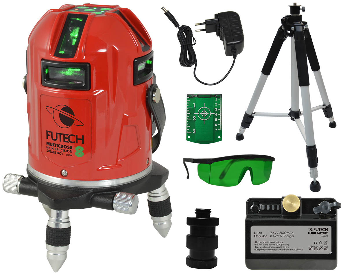 Futech 040.08GP MC8 HPSD Zeleni laserski nišan sa ukrštenim linijama, 8 linija + stativ, 300 cm