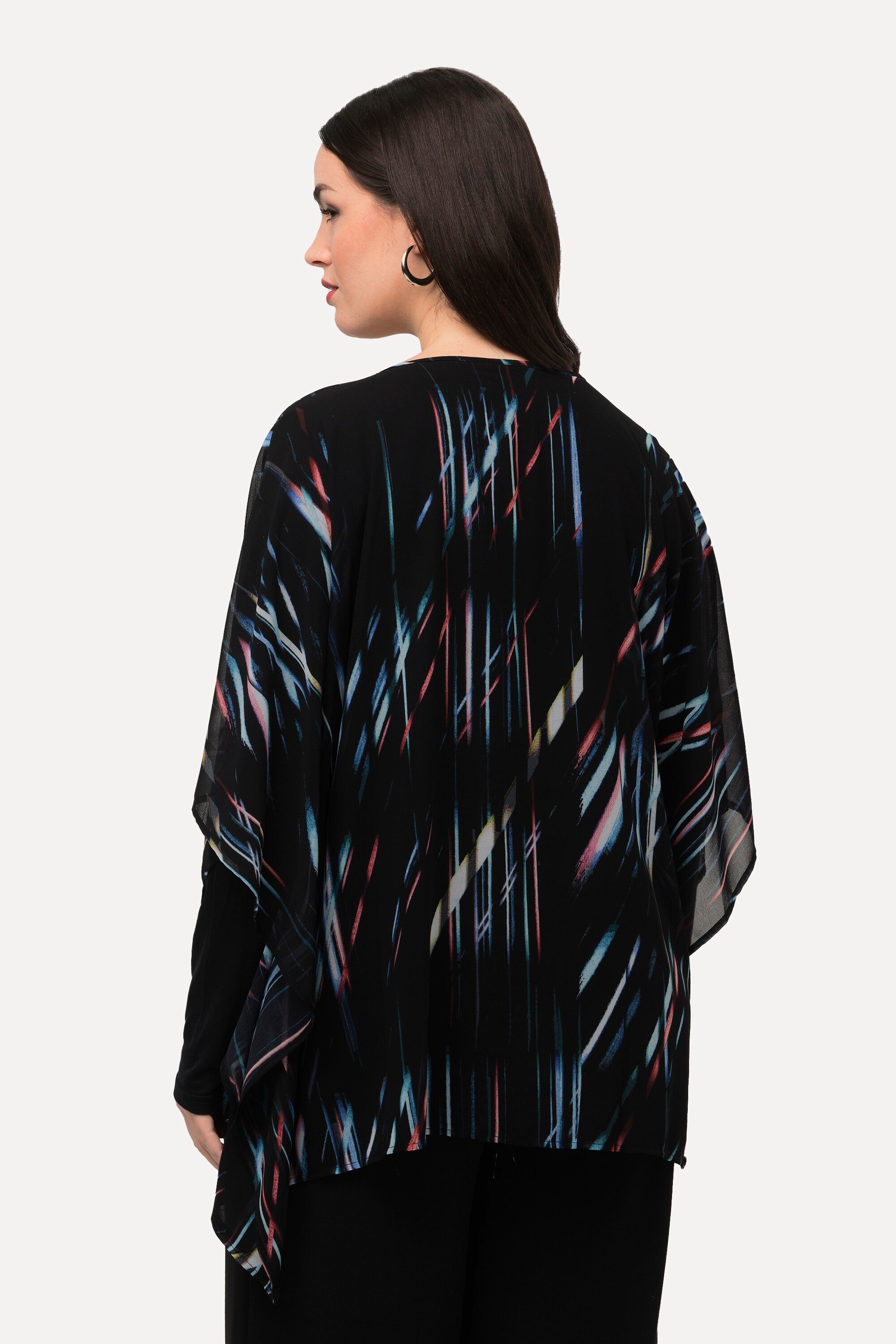 Ulla Popken Tunika Chiffon-Tunika doppellagig Rundhals 3/4-Arm