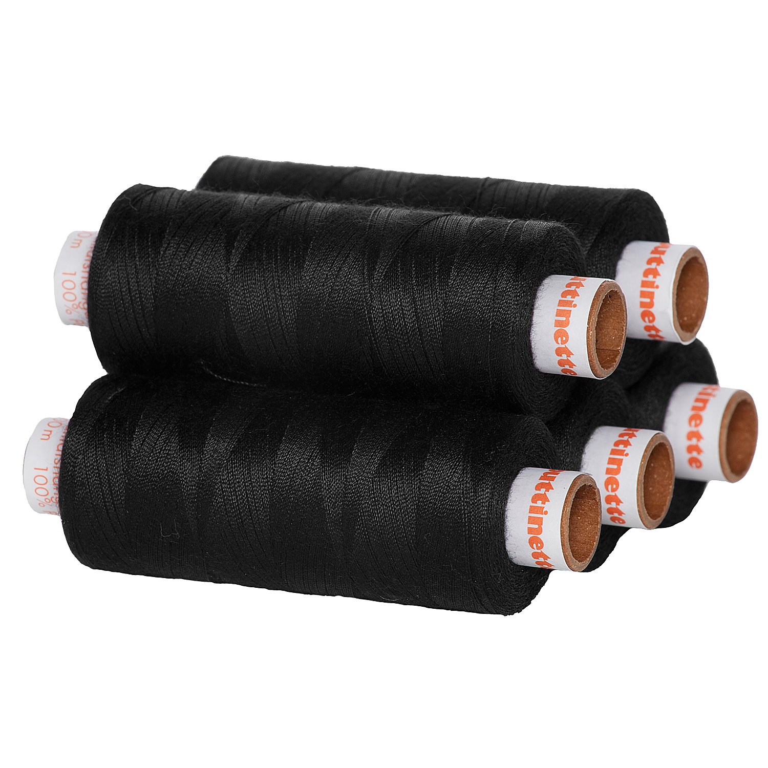 buttinette Universal-Nähgarn, Stärke: 100, 5er-Pack, schwarz