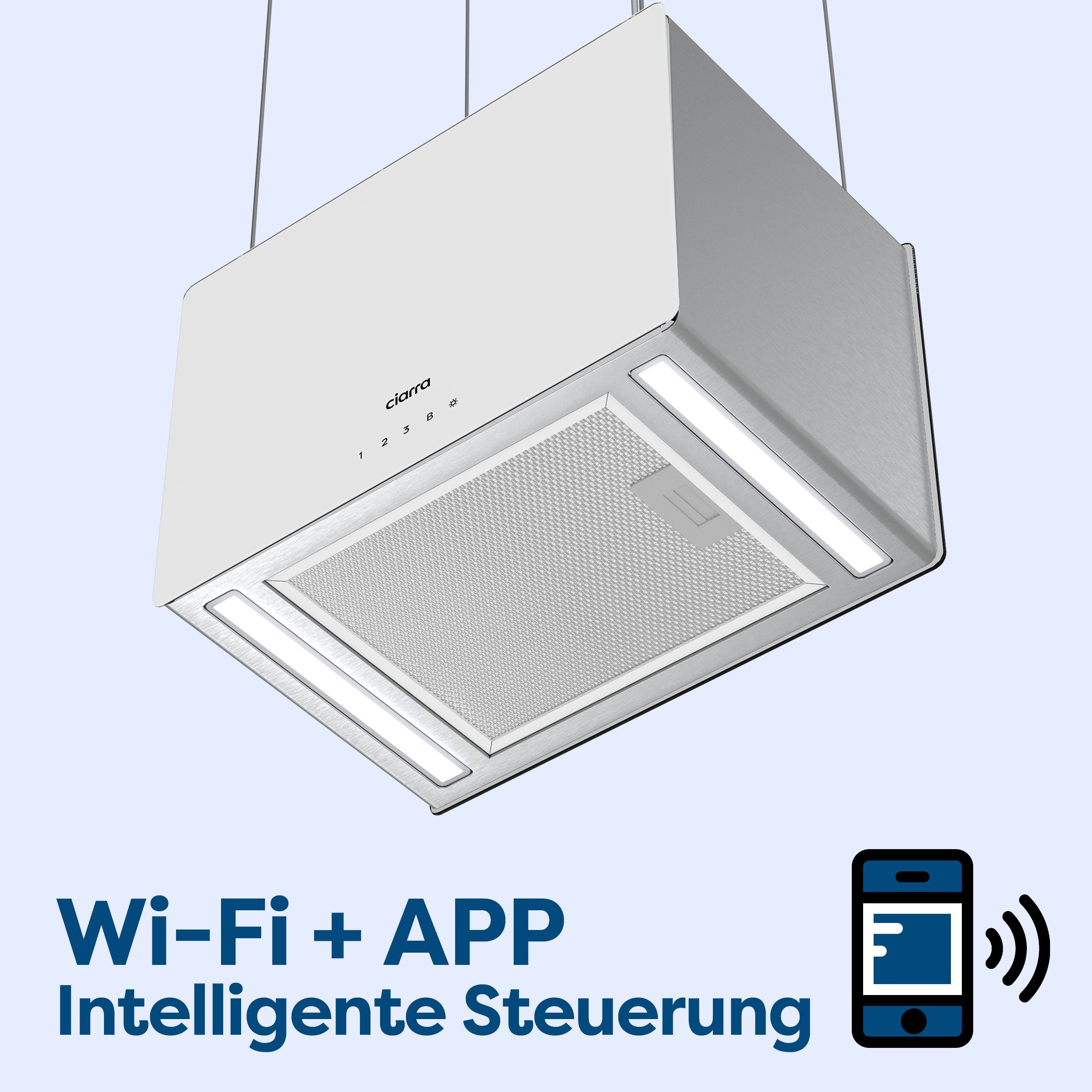 CIARRA Inselhaube CBCS4850, 700m³/h A+++ Freihängend Dunstabzugshaube WiFi App Touch Bedienung