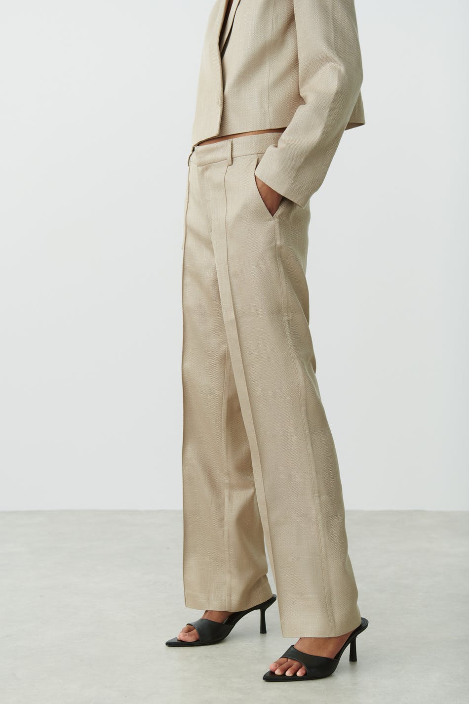 Straight textured trousers