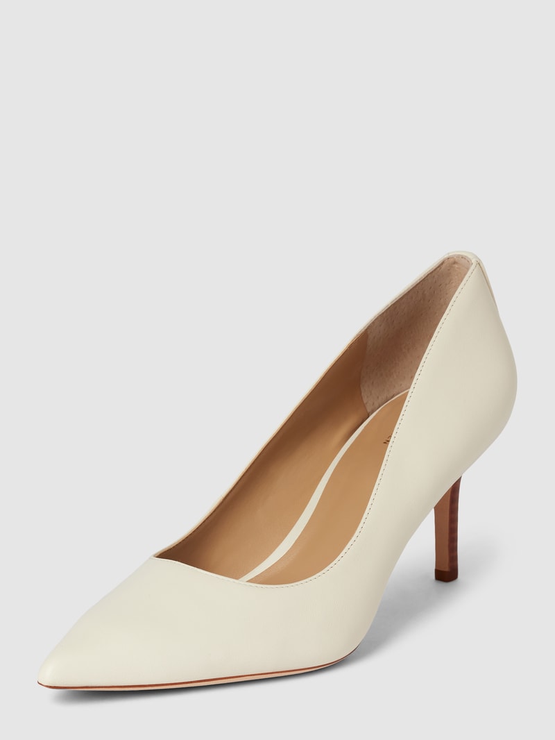 Pumps aus Leder mit Label-Detail Modell 'LANETTE' in offwhite