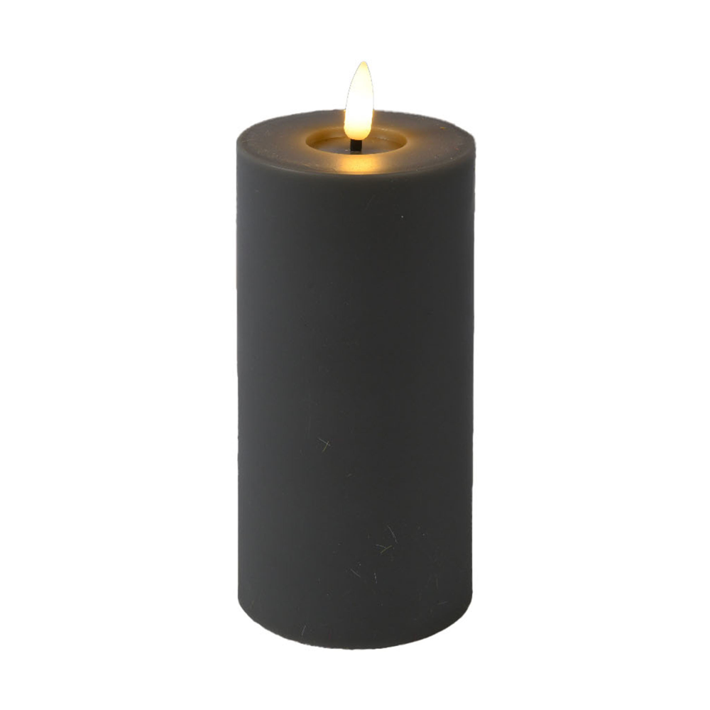 LED Kerze Wachs hellgrau